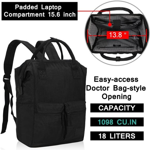 Veegul Bags New Black Veegul Wide Open Doctor Style Backpack Poshmark